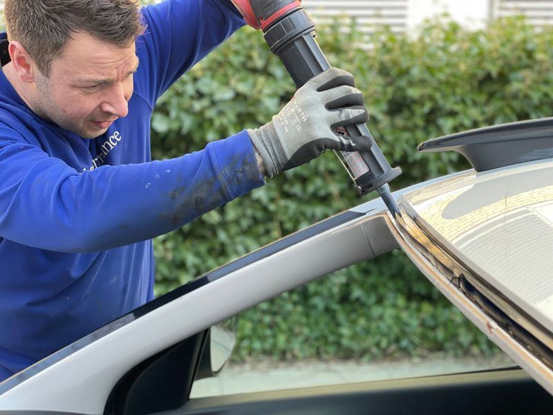 Windshield replacement job in the Railside District neighborhood of Grand Island